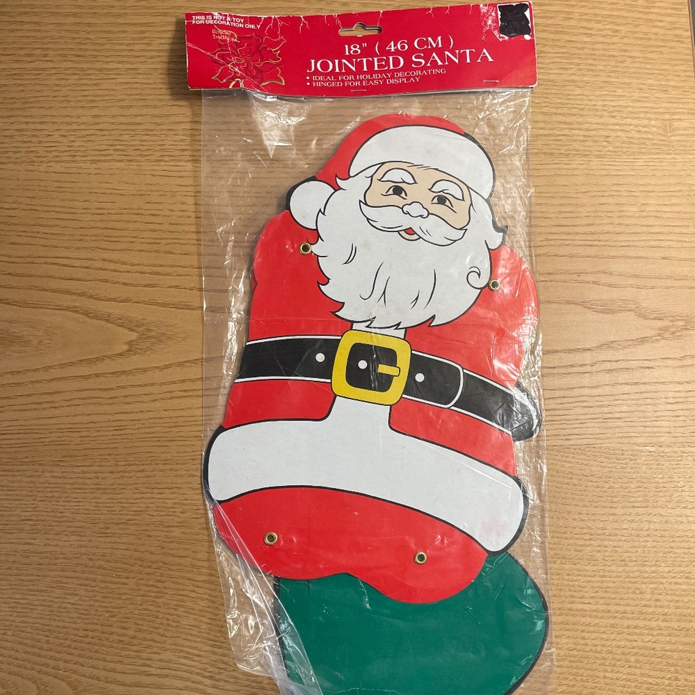 Vintage Holiday Traditions Jointed Santa Clause Paper Cardboard Die Cut New 18”